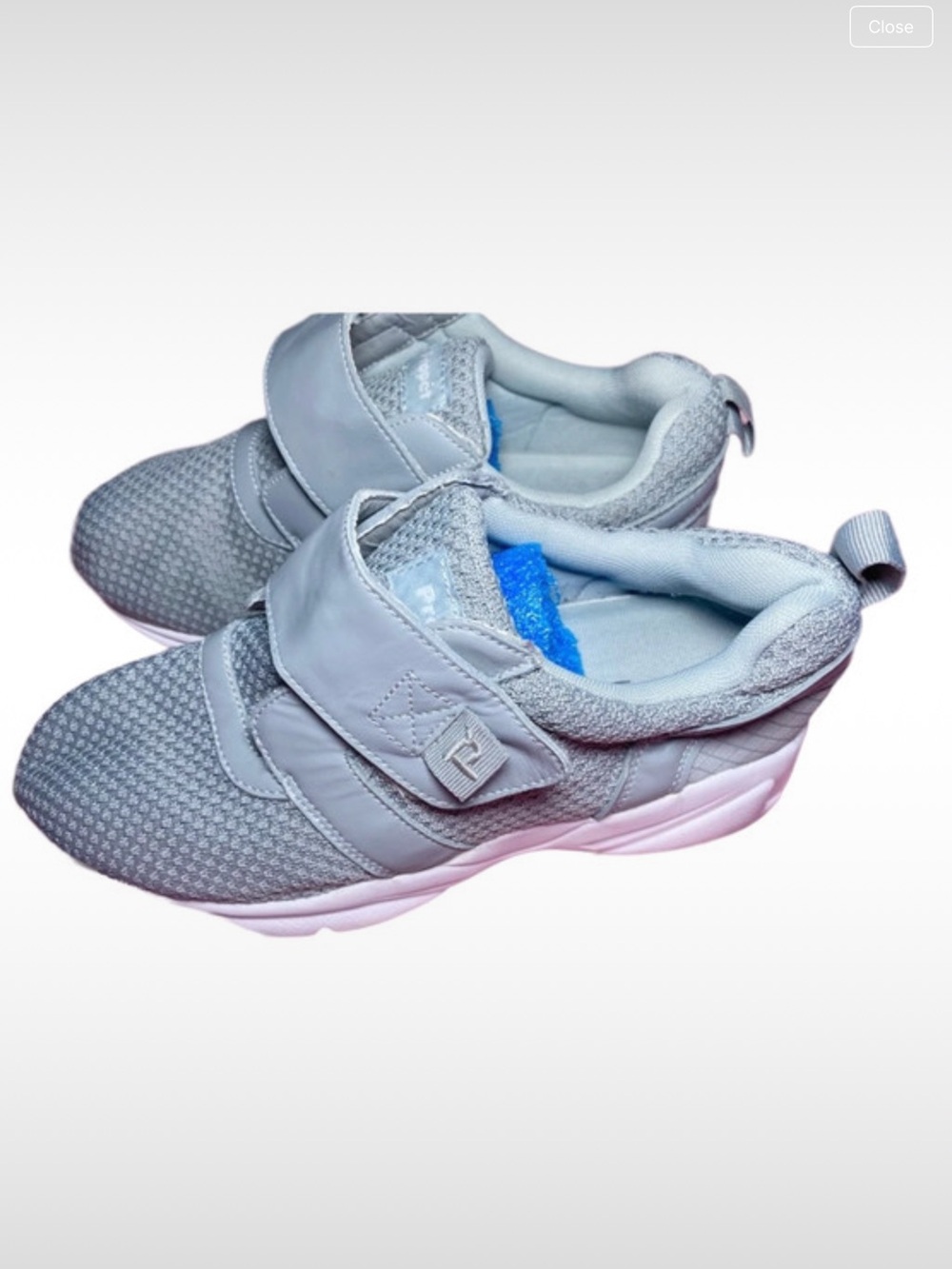 Propet Gray Mesh Hook-and-Loop Sneakers